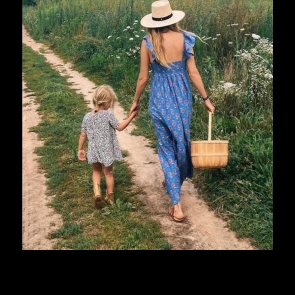 SOLD‼️no available ‼️Summer bohemian beach flowers printed blue long - Picture 3 of 10